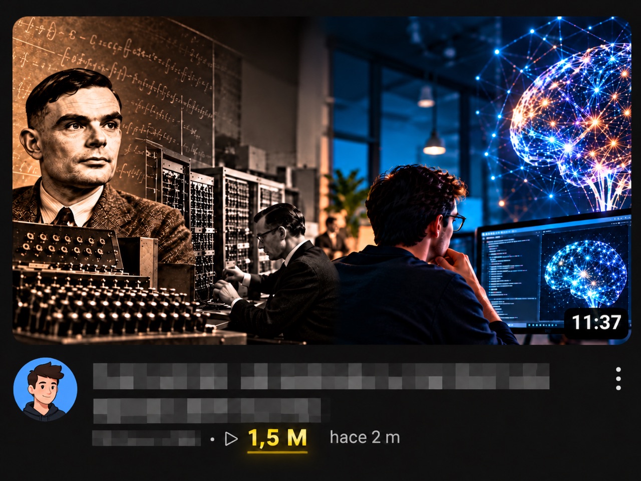 Miniatura de ejemplo sobre la historia de la inteligencia artificial, creada con IA